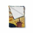 thumbnail image 2 of Nautical Soft Flannel Fleece Blanket, Giant Transportation Ship Escorting Tugs Leaving Port City Water at Sunset Marine, Cozy Plush for Indoor and Outdoor Use, 50" x 60", Multicolor, by Ambesonne, 2 of 6
