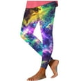 thumbnail image 3 of lcziwo Stretch Leggings for Women High Waisted Butt Lifting Sports Jogging Yoga Pants Cute Galaxy Graphic Tights Purple M, 3 of 7