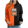 thumbnail image 2 of Tops for Women Plus Size Hooded Pumpkin Thanksgiving Printed Long Sleeve Pockets Fall Winter Sweatshirt Orange3, 2 of 5