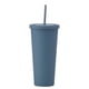 thumbnail image 1 of Taza plástica reutilizable de la taza de la agua fría 700ml, taza de la bebida del color sólido de la doble capa con la tapa y la paja, 1 of 5
