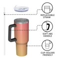 thumbnail image 4 of 40oz Tumbler with Handle and Straw, Vacuum Insulated Stainless Steel Travel Mug, Fits Car Cup Holder, Gradient Print, 4 of 6