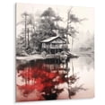 thumbnail image 2 of Designart "Lakehouse in Red and Grey I" Lakehouse Metal Wall Art, 2 of 5