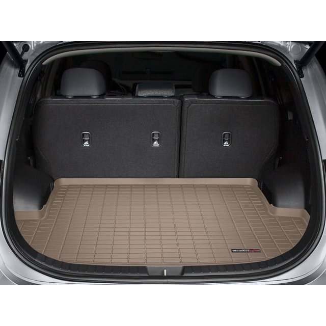 Convient 2021-2023 Hyundai Santa Fe Weathertech Cargo Area Liner 411415 Ajustement Direct; Bords Surélevés; Bronzage; Élastomère Thermoplastique Mélangé sur Mesure; Antidérapant