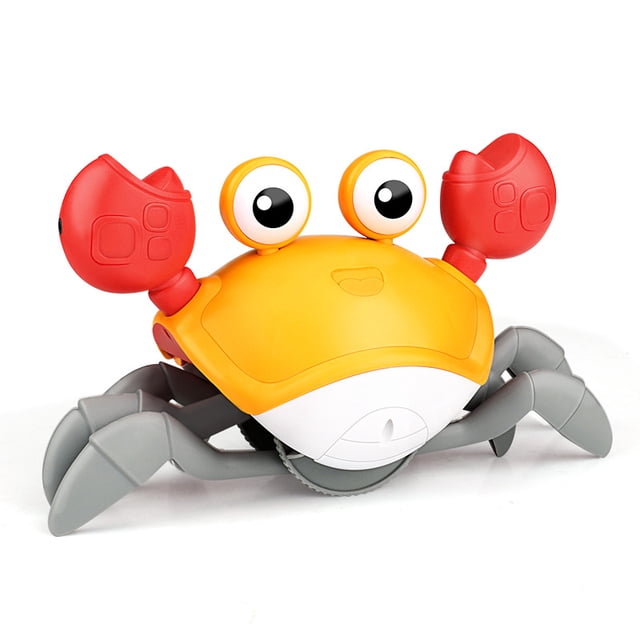 Juguete para Gatear para niño: cangrejos para Gatear con música y Luces, Juguetes interactivos para niño, Cangrejo electrónico para Mascotas, Juguete para Gatear para niños,niños (Naranja)