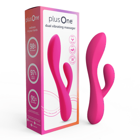 plusOne Dual Rabbit Vibrator, High-quality Silicone, Pink