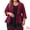Burgundy, variant on Women's Plus Blazer Sleeve Open Front Peplum Work Suit Jacket 2X Burgundy
