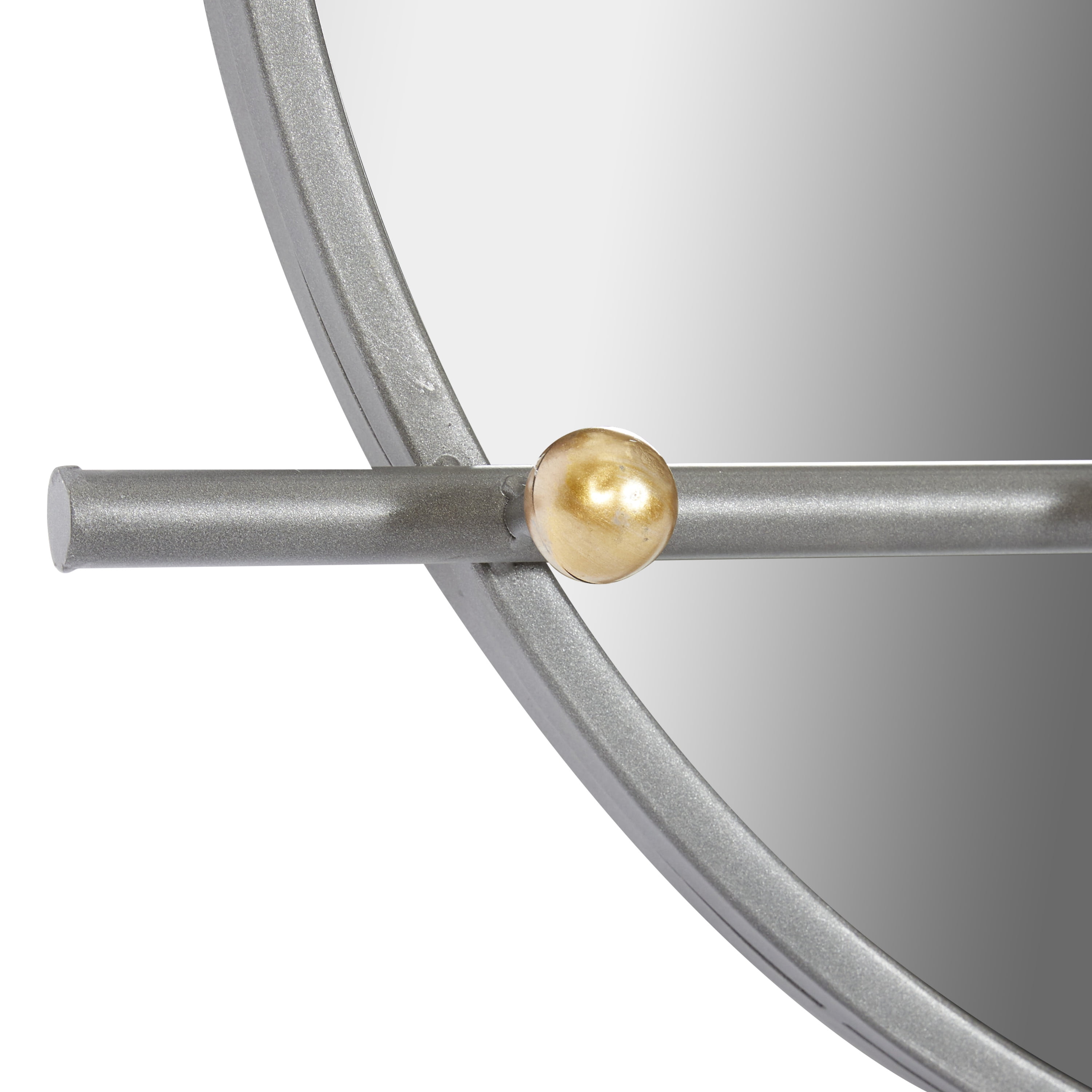 DecMode 26" x 24" Silver 5 Hooks Wall Mirror
