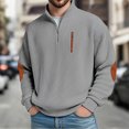 thumbnail image 2 of Men's Hoodless Sweatshirt Heavyweight Pullover Long Sleeve Crewneck Casual Athletic Jogging Workout Top With Front Pocket Streetwear Gym Training Grey 2XL, 2 of 5
