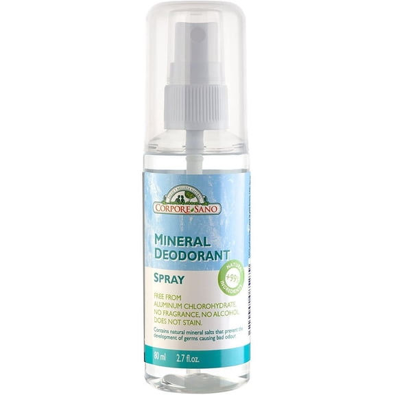 Corpore Sano Mineral Deodorant Spray-Certified ORGANIC-99% Natural Ingredients-NO ALUMINIUM CHLOROHYDRATE,ALCOHOL OR ,FRAGANCE-Imported from Spain-80 ml/2.7 fl oz