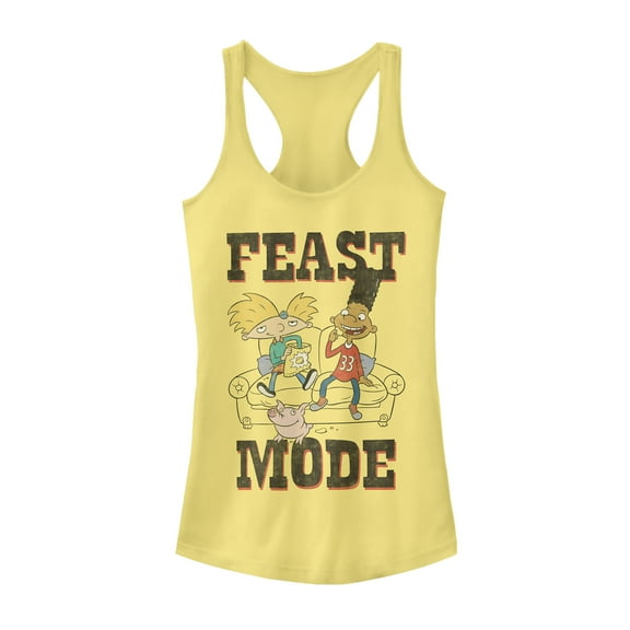 Junior's Hey Arnold! Feast Mode Racerback Tank Top Banana 2X Large