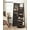 Brown, variant on White with Gray Wood Grain 360° Swivel Jewelry Cabinet,Lockable Jewelry Organizer Boasting Mirror, Rear Storage Shelves, Interior Mirror.