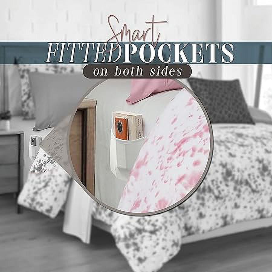 Elegant Comfort Reversible 10-Piece Comforter Set, Tie-Dye Print, Decorative Pillow and Fitted Sheet with Smart Pockets, Soft, Plush, Lightweight Material, 10pc Tie-Dye Set, Full, Light Pink