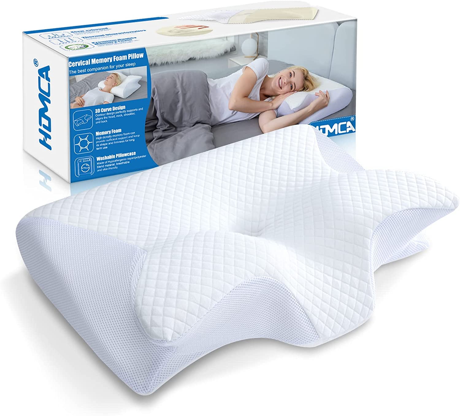 Contour Memory Foam Pillow With Cover Orthopaedic Head Neck Back Support Pillows 