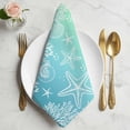 thumbnail image 2 of Teal Blue Ombre Coastal Cloth Napkins, Sea Nautical Summer Beach Starfish Coral Washable and Reusable Dinner Napkins Set of 2, Table Napkin for Kitchen Party Birthday Wedding Hotel 20"x20", 2 of 9