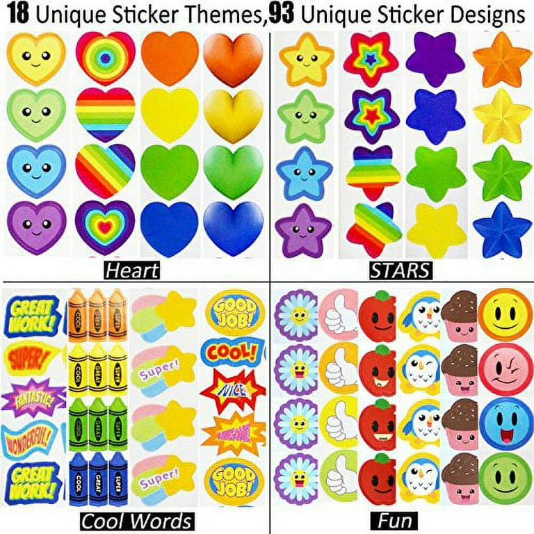 Youngever 5800 Teacher Stickers for Kids, Reward Stickers Mega Variety  Pack, Incentive Stickers for Teacher Supplies Classroom Supplies, 18 Design  Styles Including 3D Heart, face, Star, ow 