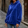 thumbnail image 5 of DYTTDG Women’s Solid‑Color Velour Hoodie, Long Sleeve Drawstring Loose‑Fit Hoodie With Front Kangaroo Pocket, Soft Casual Loungewear Sweatshirt for Fall Winter Daily Outfits, 5 of 8