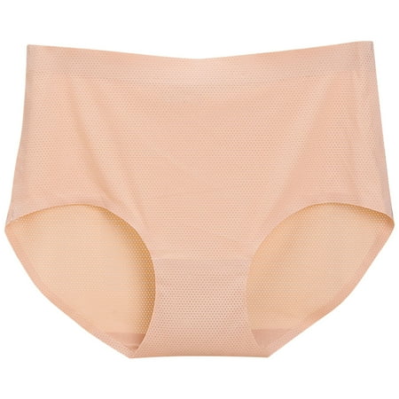 MZXELPRJD Womens Underwear Women s Underwear High Waist Ice Silk Seamless Breathable Briefs Panties Multipack Panties for Women Pack Beige XL
