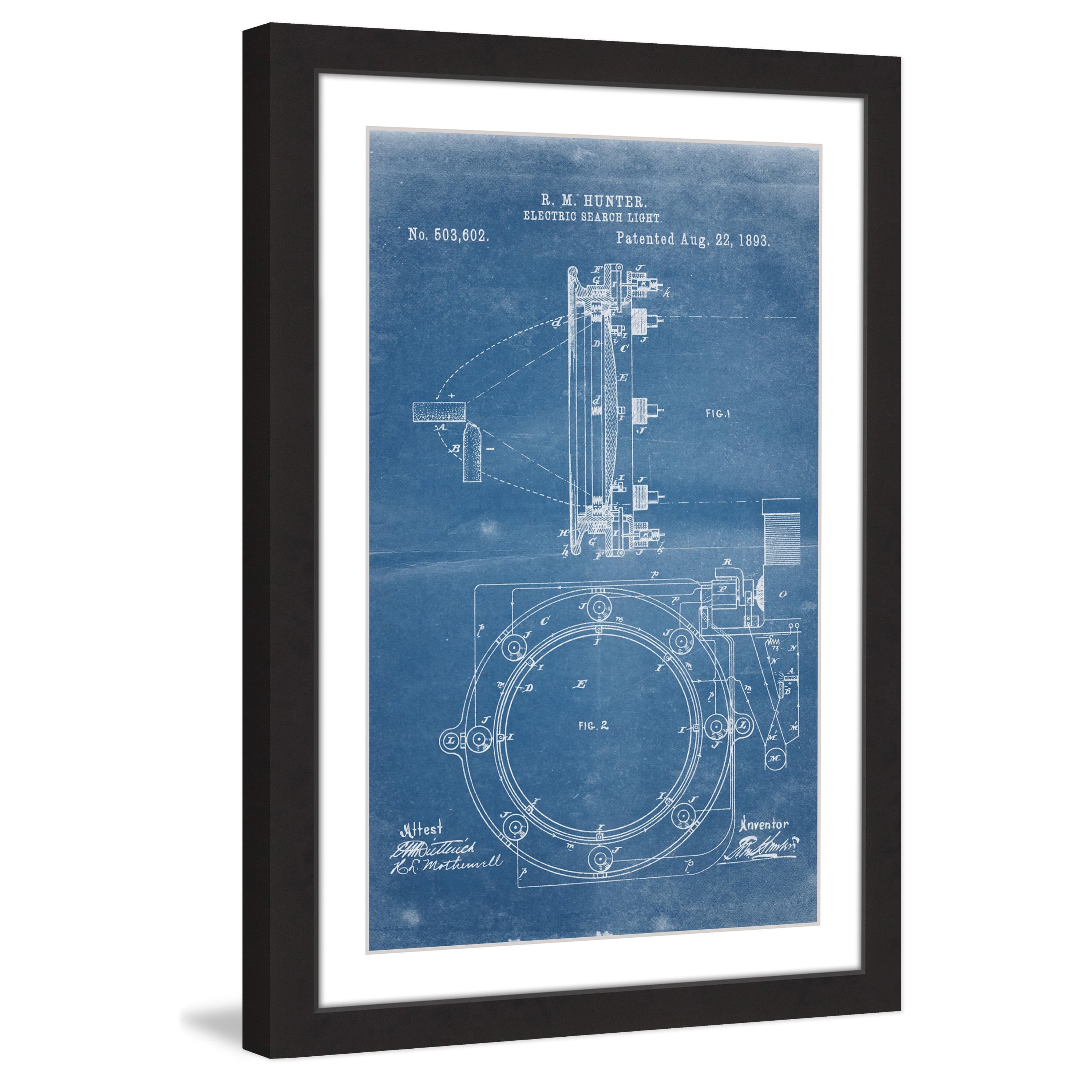 "Searchlight 1893 Blueprint" Framed Painting Print