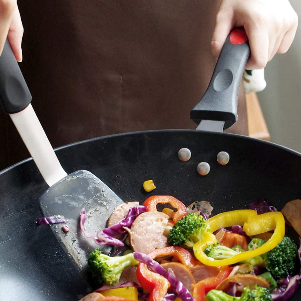 3pcs Smarten Ultra Flexible Silicone RubberTurner Spatula, 600ºF Heat-Resistant (Gray/Black)