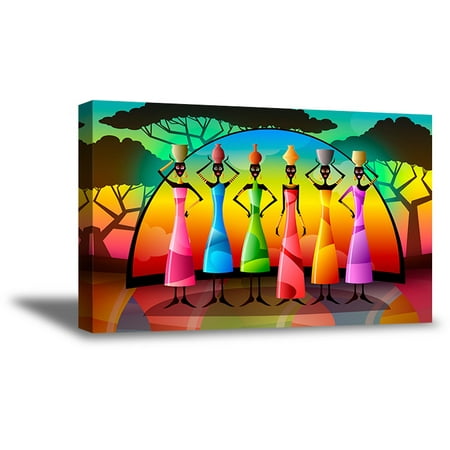 Awkward Styles African Women Canvas Wall Decor Colorful Landscape Canvas Painting for Office New African Collection Modern Artwork for Kitchen African Woman Portrait Beautiful African Landscape