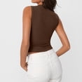 thumbnail image 4 of Lumtrix Womens Button Down Tank Top Going Out Ribbed Sleeveless Shirt Cropped Fitted Vest Y2k Fashion Trendy Summer Clothes Coffee S, 4 of 5
