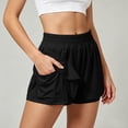 thumbnail image 6 of XIAOCHA Womens Solid Athletic Shorts Smocked High Waist Side Split Pocket Gym Bermudas, 6 of 8