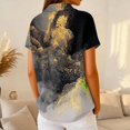 thumbnail image 5 of Summer Polo Shirts for Women Waffle Vintage Texture Abstract Oil Painting Print Golf Shirts for Women Short Sleeve Button Collar Trendy Tee Tops Gray L, 5 of 5