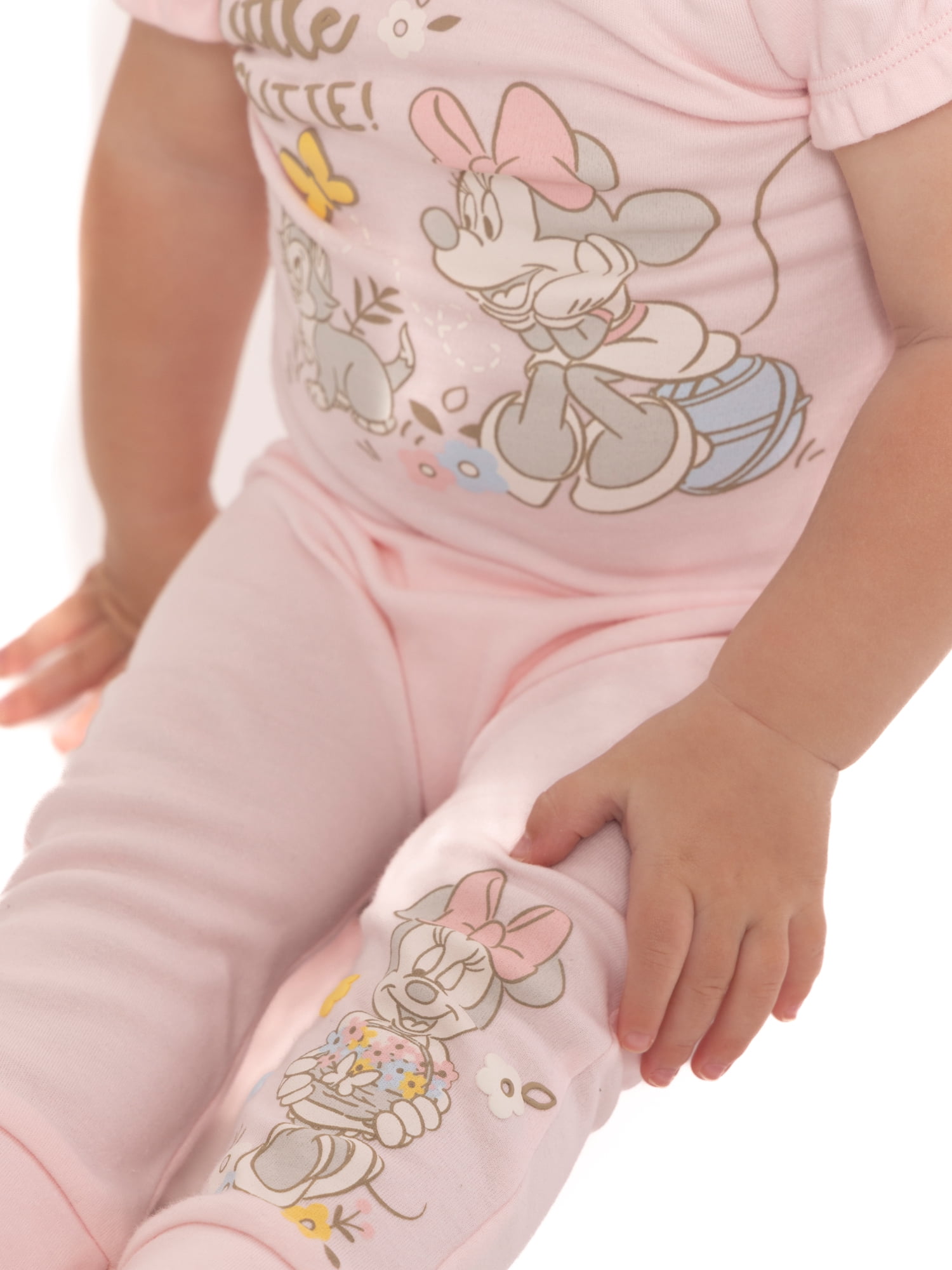 Disney Baby Wishes + Dreams Minnie Mouse Baby Girls Bodysuit with Puff Sleeves, 3-Pack, Sizes Newborn-18 Months