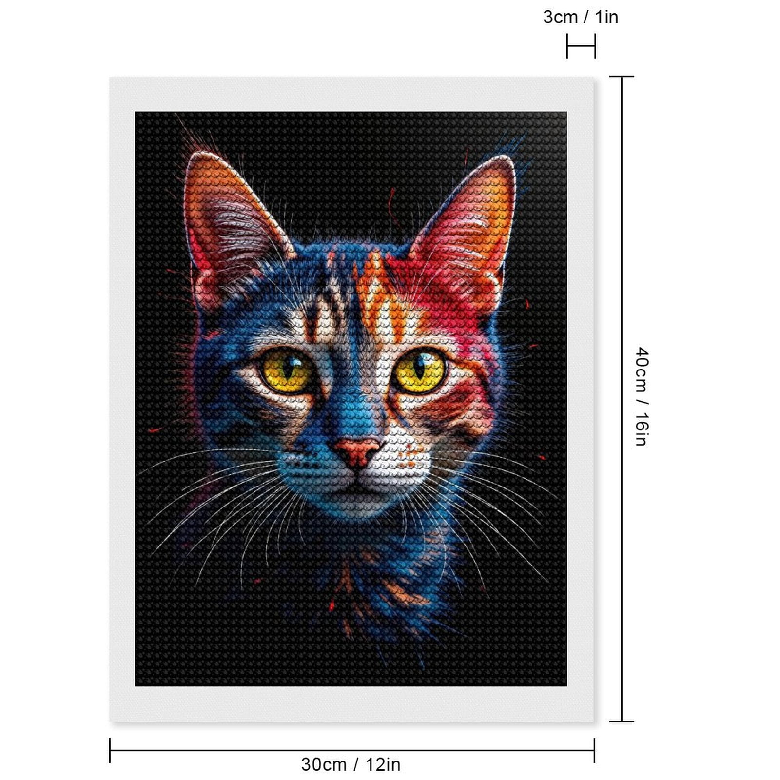 Diamond Art Kits for Adults, Animated Cat Vibrant Colors Portrait 5D Diamond Painting Kits for Adults Beginners, DIY Full Drill Diamond Painting, Gem Art and Crafts 12x16