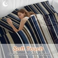 thumbnail image 4 of Blue Brown Duvet Cover Set Queen Size, Stripes 4 Piece Soft Microfiber Bedding Set with 1 Duvet Cover, 1 Flat Sheet, 2 Pillowcases, 4 of 9