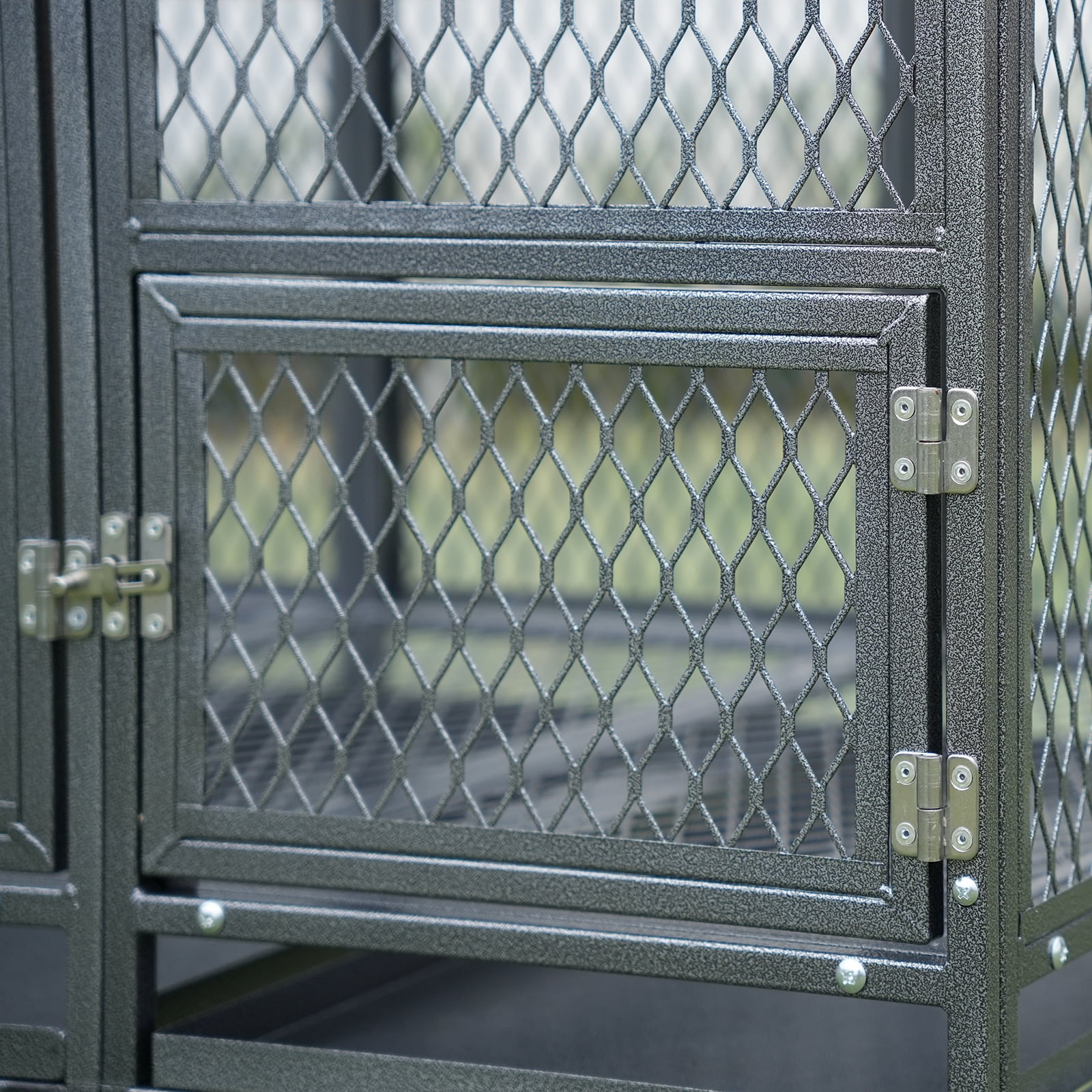 Walnest Heavy Duty Large Bird Aviary Cage 44x28.74x44.5-65 Inch, Rustproof Outdoor Bird Cage with 2 Feeding Bowls & Feedable Doors for Parrot, Eagle, Pigeon, Hornbill & Large Birds