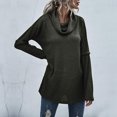 thumbnail image 2 of IROINNID Womens Sweater Turtleneck Pullover Sweater Solid Color Casual Mid-Length Long Sleeve Sweater Patchwork Slit Knitted Sweater, 2 of 5