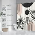 thumbnail image 4 of Mid Century Abstract Boho Aesthetic Shower Curtain Set, Green Nature Leaf Sun Modern Minimalist Home Bathroom Curtain Decor with 12 Hooks 72 Inch Wide * 72 Inch High, 4 of 6