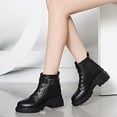 thumbnail image 6 of Lovskoo 2024 Ankle Boots for Women Round Toe Thick Fleece Warm British Korean Style Fall And Winter Heightening Thick Sole Fall And Winter Short Boots Black, 6 of 8