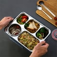 thumbnail image 2 of Lunch Box Stainless Steel Leak-Proof Food Steel Lunch Box Leak-Proof Case Heat Insulation Meal Storage Container, Dark Blue, L, 2 of 8