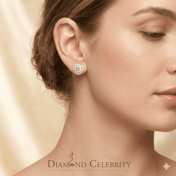 Diamond Celebrity's 925 Yellow Sterling Silver 1.86ct Cubic Zirconia Round Women's Stud Earrings