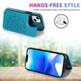 thumbnail image 3 of Dteck Embossed Flower Pattern Wallet Case for iPhone 13,Magnetic Leather Card Slots Women Girl Case Shockproof Kickstand Flip Cover for iPhone 13,Blue, 3 of 7