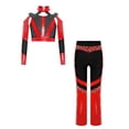 thumbnail image 2 of iixpin Girl's Acrobatics Dance Outfits Athletic Crop Top with Flared Pants Stage Performance Clothes Set Black 6, 2 of 4
