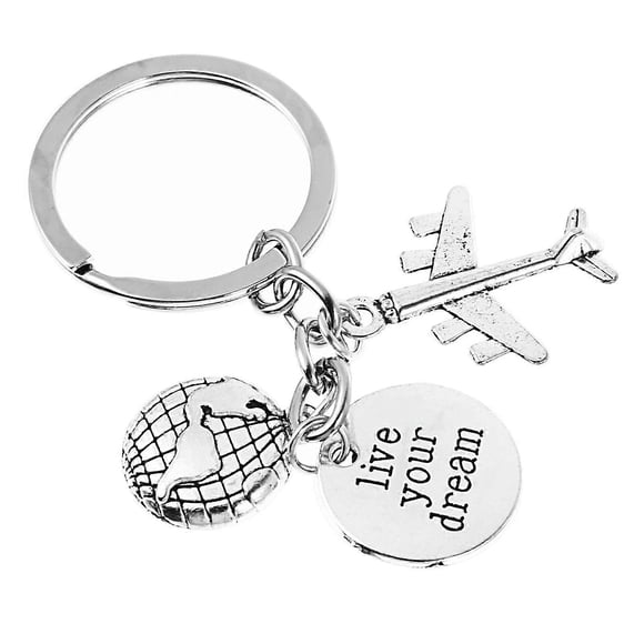 1pc Keychain Plane Map Letters Keyring Creative Key Ornaments Birthday Gift for Girls Boys 1#