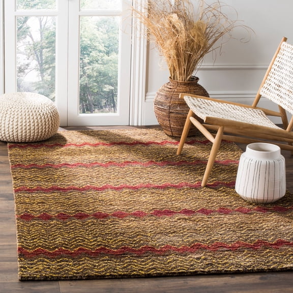 SAFAVIEH Bohemian Rachelle Chevron Jute Area Rug, Brown/Gold, 4' x 6'