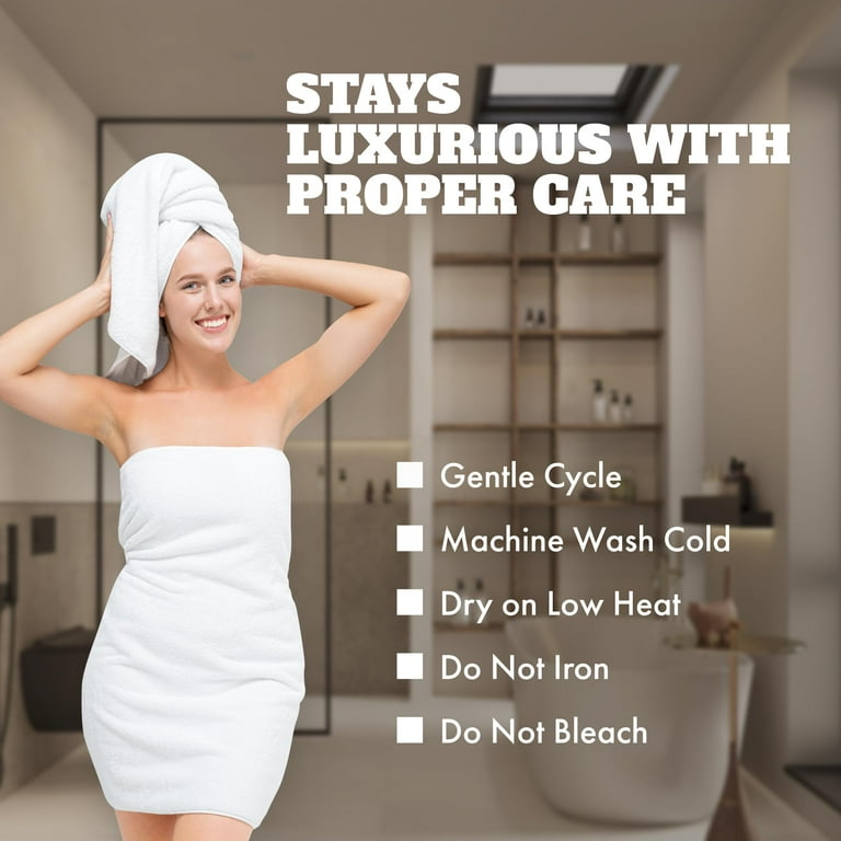 White Classic Wealuxe 6-Pack Lightweight Cotton Bath Towels, 22 x 44 photo 4
