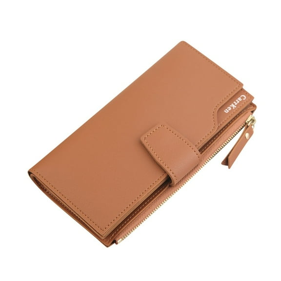 Modstep Women Fashion Wallets Leather Three Fold Multiple Card Slots Purse ID Window Long Wallet Gifts for Ladies Friends Students Brown