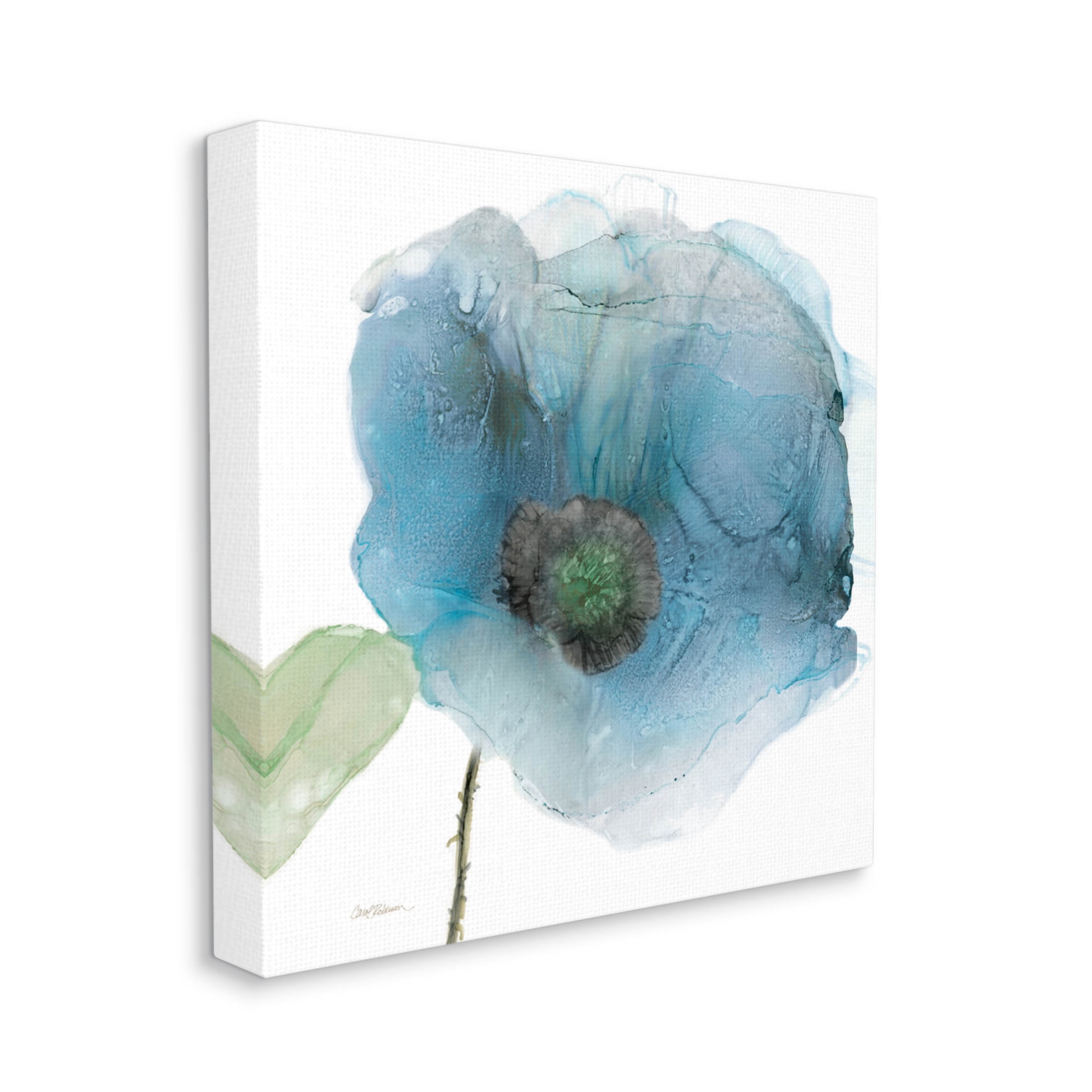 Stupell Industries Abstract Blue Flower Shape Graphic Art Gallery Wrapped Canvas Print Wall Art, Design by Carol Robinson