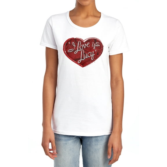 I Love Lucy Red Glitter 75 Women's T Shirt,White, Small