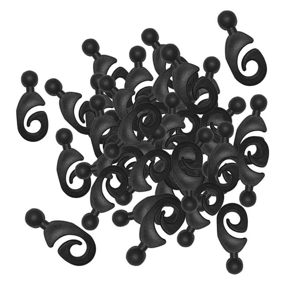 oshhni 50 Pieces Hooks for Gazebo Curtains Outdoor Accessories Smooth Gliding Black