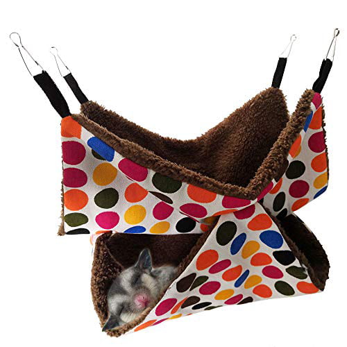 Warm Hammock for Small Animal Parrot Sugar Glider Ferret Squirrel Hamster Rat Playing Sleeping Bunkbed Sugar Glider Hammock Guinea Pig Cage Accessories Bedding Oncpcare Pet Cage Hammock 