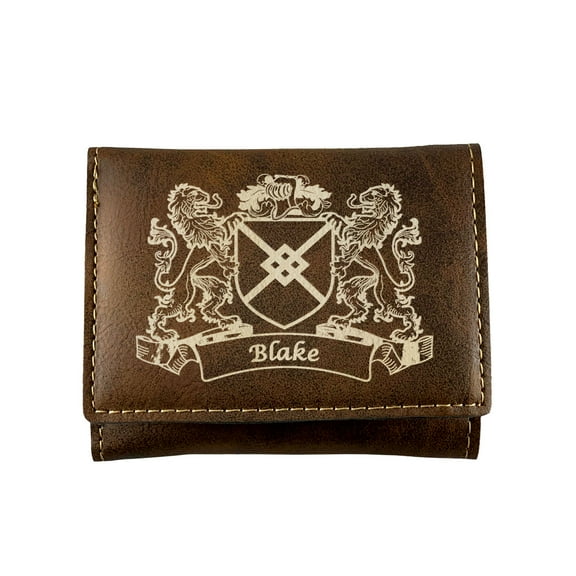 Blake Irish Coat of Arms Rustic Leather Wallet