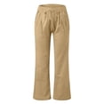 thumbnail image 5 of Womens Linen Pants Wide Leg Drawstring Waist Cotton Linen Pants Summer Casual Loose Fit Trousers with Pockets Khaki S, 5 of 6