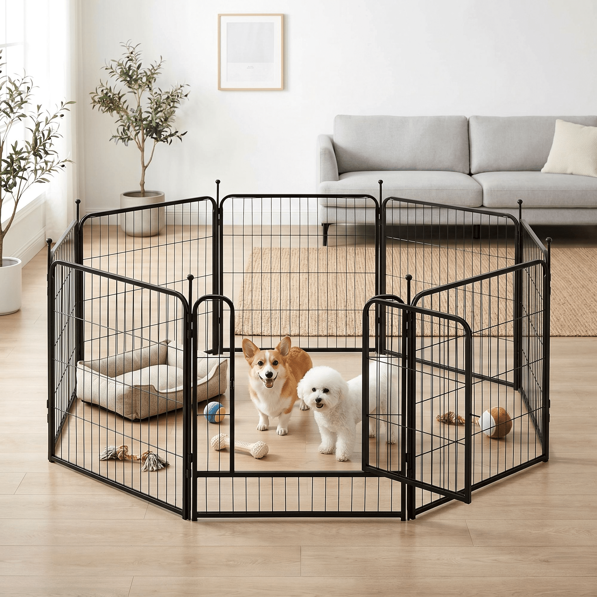 Naipo Dog Playpen Indoor, 8 Panel 32" Heavy Duty Dog Fence, Puppy Playpen, Rabbit Exercise Pen ,Portable House/RV/Camping/Garden Cage