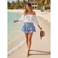 thumbnail image 4 of Women's Sweetheart Plaid Pleated Skirt, High Waisted A-Line Cake Hem Mini Skirts, Y2K Lace Trim Campus Casual Streetwear, 4 of 9